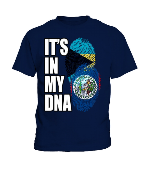 Belizean And Bahamian Mix Heritage DNA Flag Kids T-Shirt