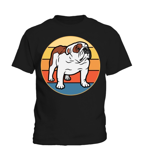 Bulldog Dog Breed Vintage Retro Sunset Kids T-Shirt