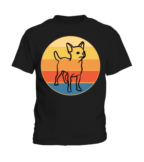 Cute Chihuahua Dog Breed Vintage Retro Sunset Kids T-Shirt