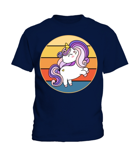 Cute Kawaii Unicorn Retro Sunset Vintage Kids T-Shirt