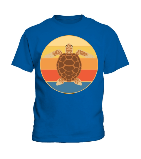 Cute Turtle Vintage Retro Sunset Marine Animal Kids T-Shirt