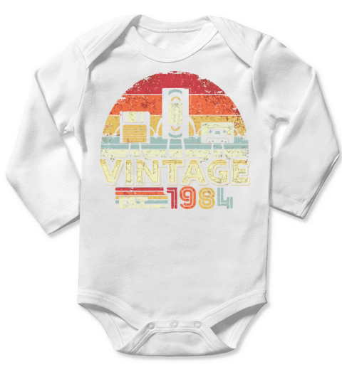1984 Vintage Birthday Funny Music Tech Humor Long Sleeve Baby One-Piece