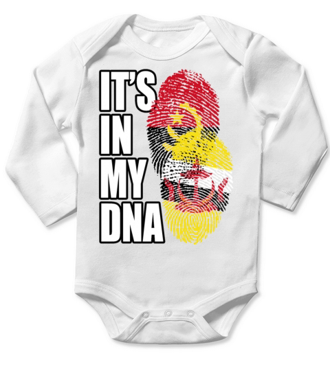 Angolan And Bruneian Mix Heritage DNA Flag Long Sleeve Baby One-Piece
