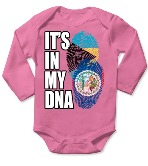 Belizean And Bahamian Mix Heritage DNA Flag Long Sleeve Baby One-Piece