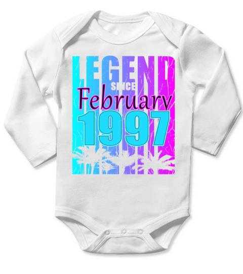 Born 1997 February 26th Birthday Gift Long Sleeve Baby One-Piece