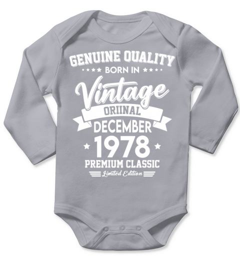 Born In December 1978 Original Vintage Long Sleeve Baby One-Piece