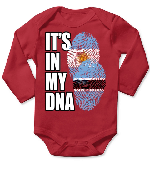 Botswana And Argentinian Mix Heritage DNA Flag Long Sleeve Baby One-Piece