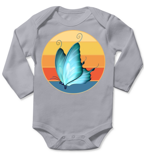 Cute Butterfly Retro Sunset Vintage Animal Insect Long Sleeve Baby One-Piece
