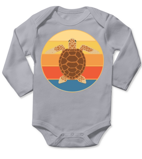 Cute Turtle Vintage Retro Sunset Marine Animal Long Sleeve Baby One-Piece