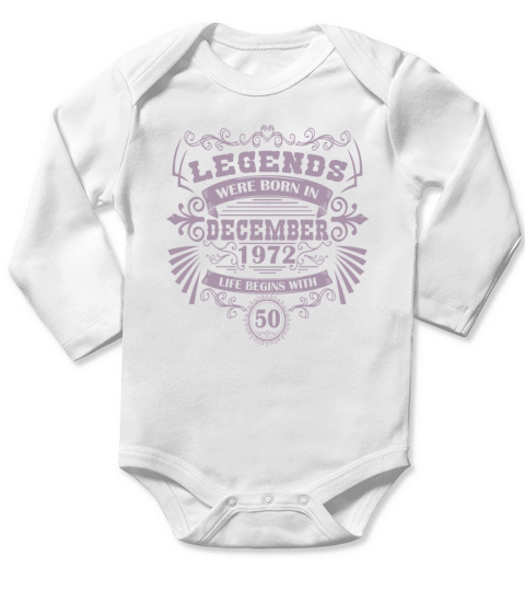 December 1972 birthday 50 years vintage men women Long Sleeve Baby One-Piece