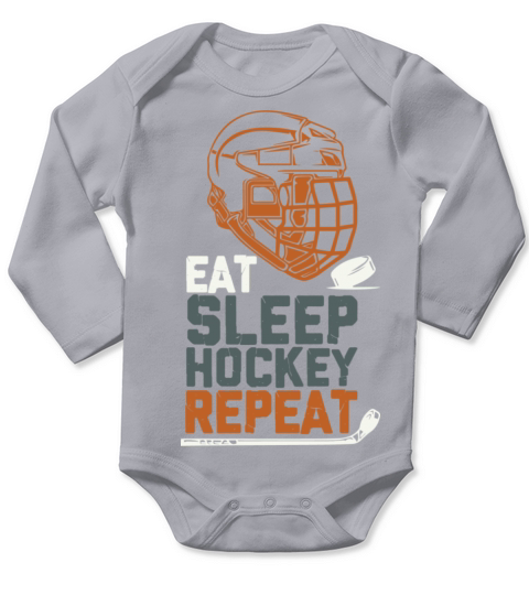 eat sleep field hockey repeat Long Sleeve Baby One-Piece