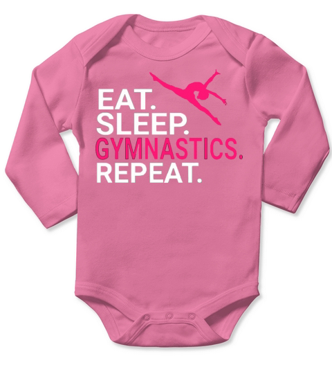 Eat Sleep Gymnastics Repeat Christmas Sports Long Sleeve Baby One-Piece
