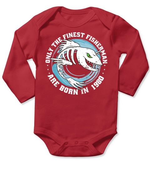 Fishermen Vintage born 1980 Birthday funny sayings Long Sleeve Baby One-Piece