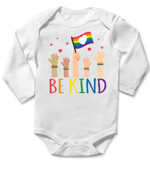 Funny Quote Be Kind Sign Language Talking LGBT Long Sleeve Baby One-Piece