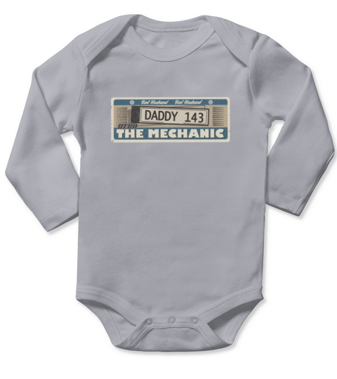 Husband Dad Mechanic Hero Father Vintage license Long Sleeve Baby One-Piece