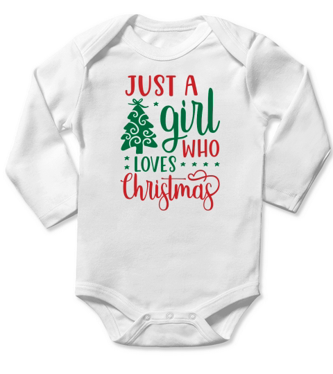 Just A Girl Who Loves Christmas Long Sleeve Baby One-Piece