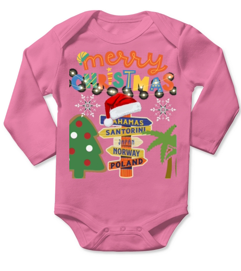 Merry Christmas Retro Novelty Vintage 80s style Long Sleeve Baby One-Piece