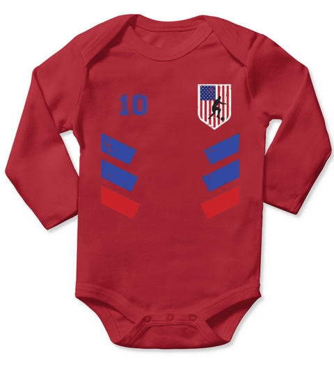 Retro vintage 10 American Football USA Soccer USA Long Sleeve Baby One-Piece