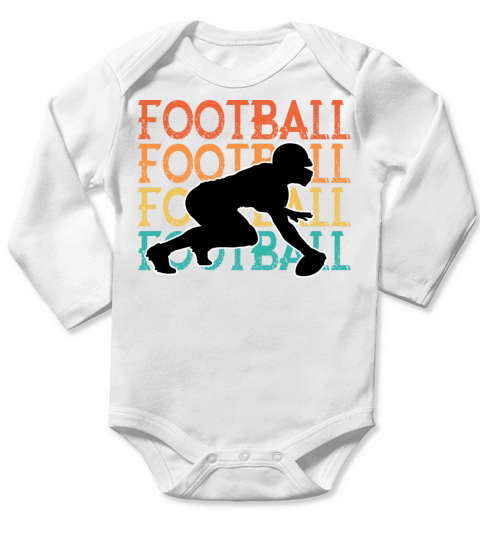Retro Vintage Quote American Football Theme Footba Long Sleeve Baby One-Piece