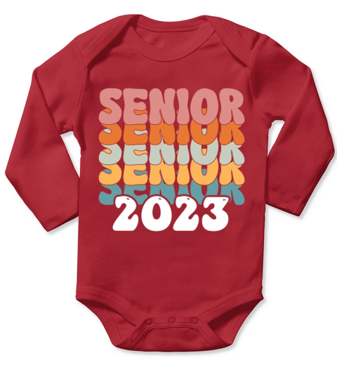 SENIOR 2023 VINTAGE GROOVY HIPPIE COLORFUL RETRO C Long Sleeve Baby One-Piece