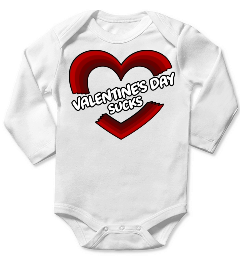 Valentines Day Sucks Red Heart Long Sleeve Baby One-Piece