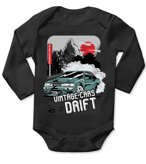 Vintage Cars Drift Long Sleeve Baby One-Piece