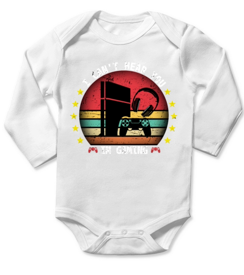 VINTAGE I CANT HEAR YOU IM GAMING DESIGN Long Sleeve Baby One-Piece