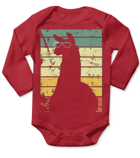 Vintage Llama Retro Colorful Alpaca Long Sleeve Baby One-Piece