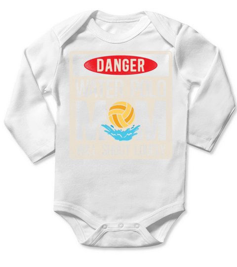 Water Polo Mom Vintage Danger Long Sleeve Baby One-Piece