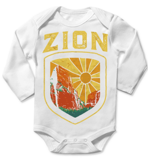 Zion National Park Utah Retro Vintage Long Sleeve Baby One-Piece