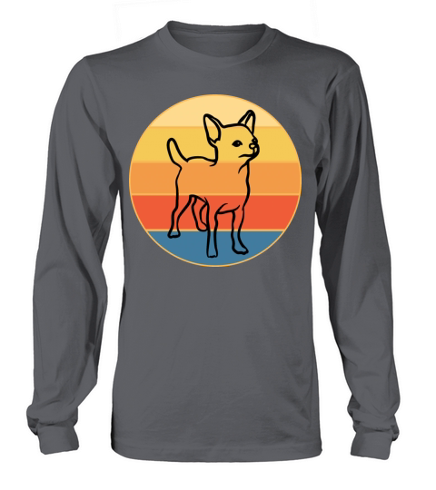 Cute Chihuahua Dog Breed Vintage Retro Sunset Long sleeved Unisex