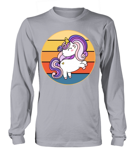 Cute Kawaii Unicorn Retro Sunset Vintage Long sleeved Unisex