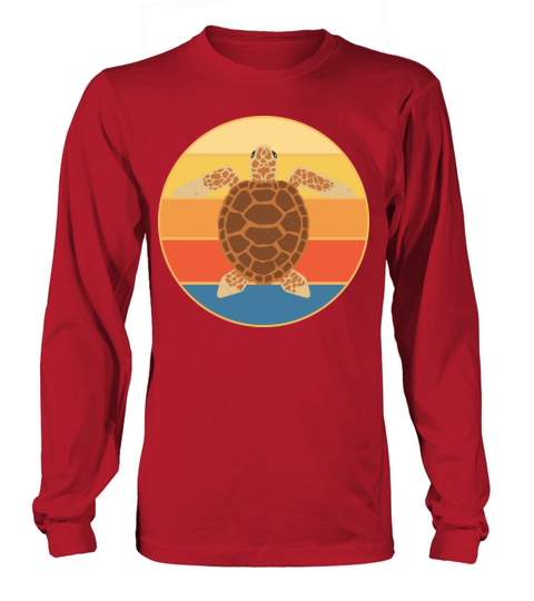 Cute Turtle Vintage Retro Sunset Marine Animal Long sleeved Unisex