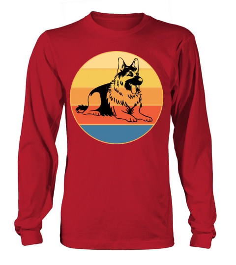 German Shepherd Dog Breed Vintage Retro Sunset Long sleeved Unisex