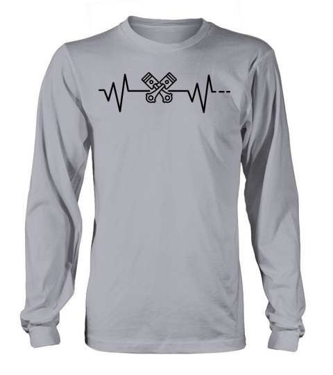 Heartbeat piston push rod car engine engineering Long sleeved Unisex
