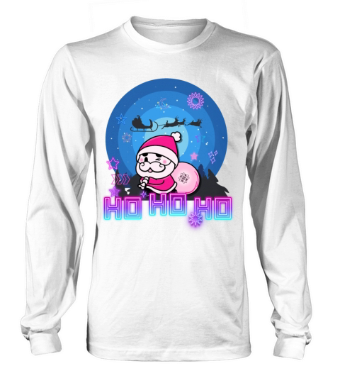 Merry Christmas Neon pink funky Kawaii vintage Santa Claus Long sleeved Unisex
