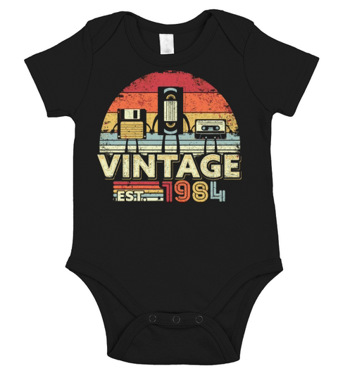 1984 Vintage Birthday Funny Music Tech Humor Short Sleeve Baby One-Piece