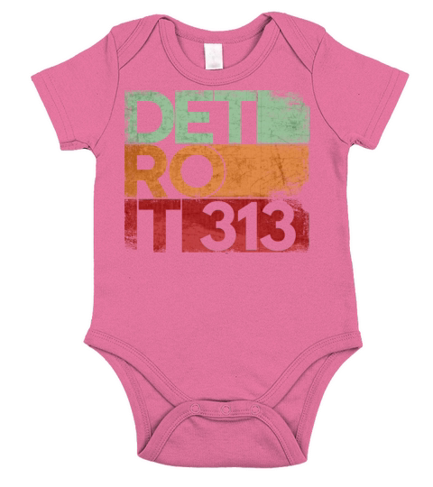313 Detroit Area Code Michigan State Vintage Retro Short Sleeve Baby One-Piece