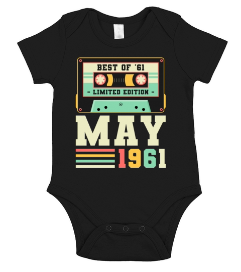 60th Birthday May Gift Vintage 1961 60 Years Short Sleeve Baby One-Piece