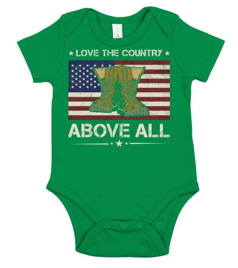 America Love The Country Above All Army Veteran Short Sleeve Baby One-Piece