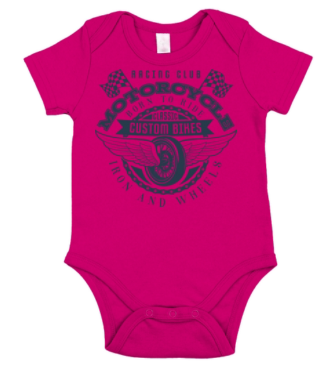 AMERICAN Motorbikes WHEELS OF FIRE Short Sleeve Baby One-Piece