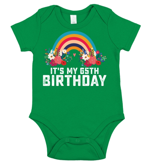 Boho Rainbow Its My 65th Birthday Short Sleeve Baby One-Piece