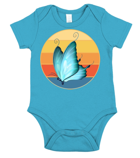 Cute Butterfly Retro Sunset Vintage Animal Insect Short Sleeve Baby One-Piece
