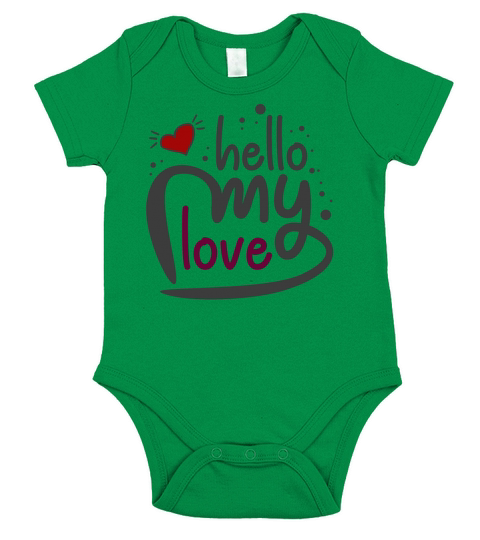 Cute Heart Hello My Love Short Sleeve Baby One-Piece