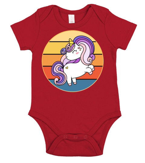 Cute Kawaii Unicorn Retro Sunset Vintage Short Sleeve Baby One-Piece