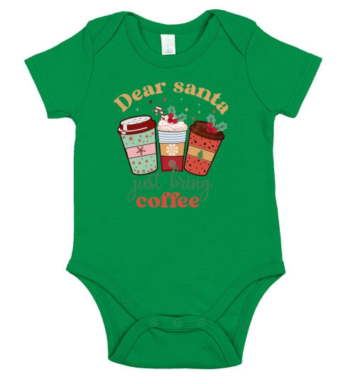 Dear Santa Just Bring Coffee Retro Cute Coffee Lover Christmas Short Sleeve Baby One-Piece