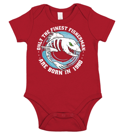 Fishermen Vintage born 1980 Birthday funny sayings Short Sleeve Baby One-Piece