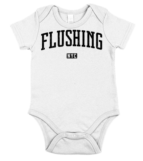 Flushing New York City Vintage Short Sleeve Baby One-Piece