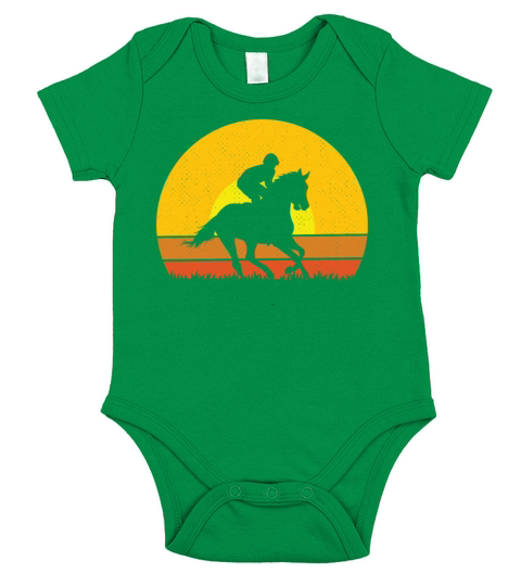 Girl Horse Riding Vintage Retro Short Sleeve Baby One-Piece