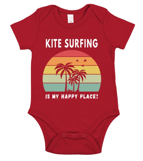 Kitesurfing Is My Happy Place Vintage Retro Sunset Short Sleeve Baby One-Piece